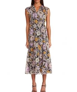 Steve Madden Dresses Orange Blossom Printed Chiffon Dress